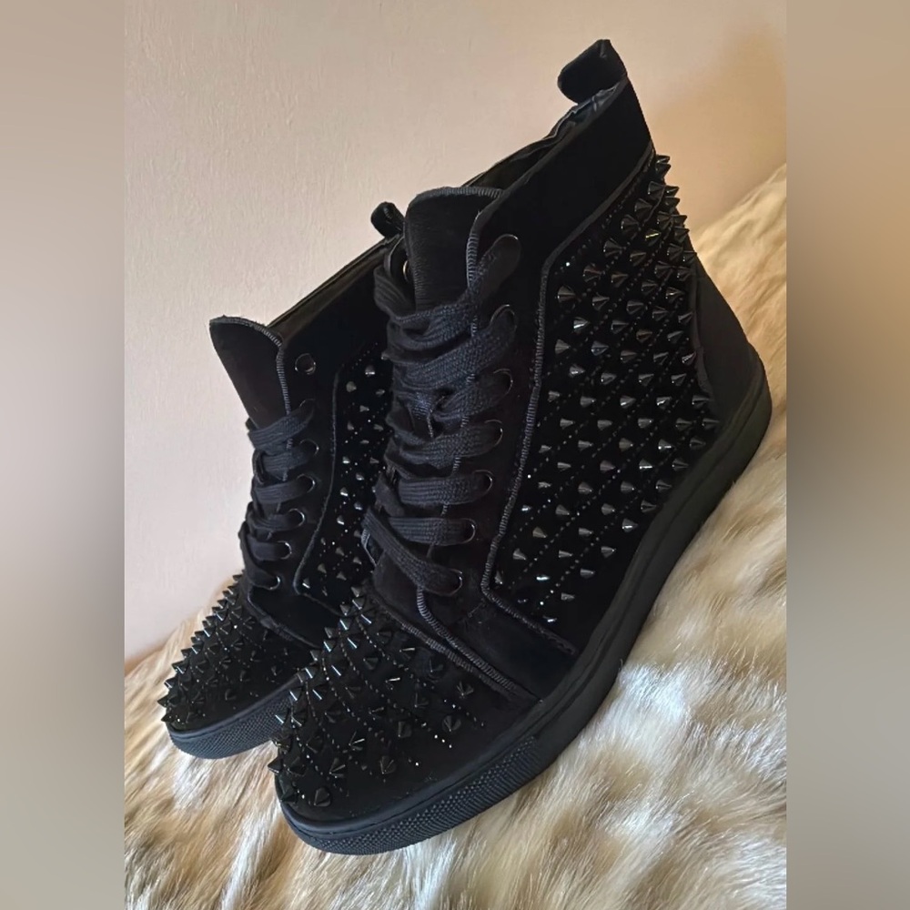 Black Studded High-Top Sneakers